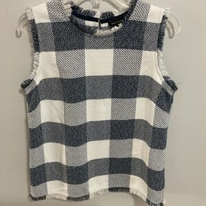 Banana Republic Gingham Tweed Tank Top with Frayed Edge, Size XS